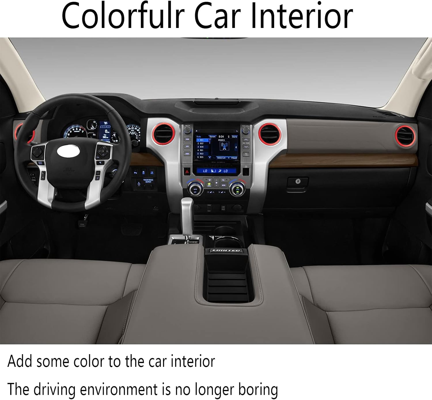 Lanyun Compatible with Tundra A/C Vent Ring Decoration Covers fit 2014 2015 2016 2017 2018 2019 2020 2021 Tundra a/c Outlet Vent Accessories red