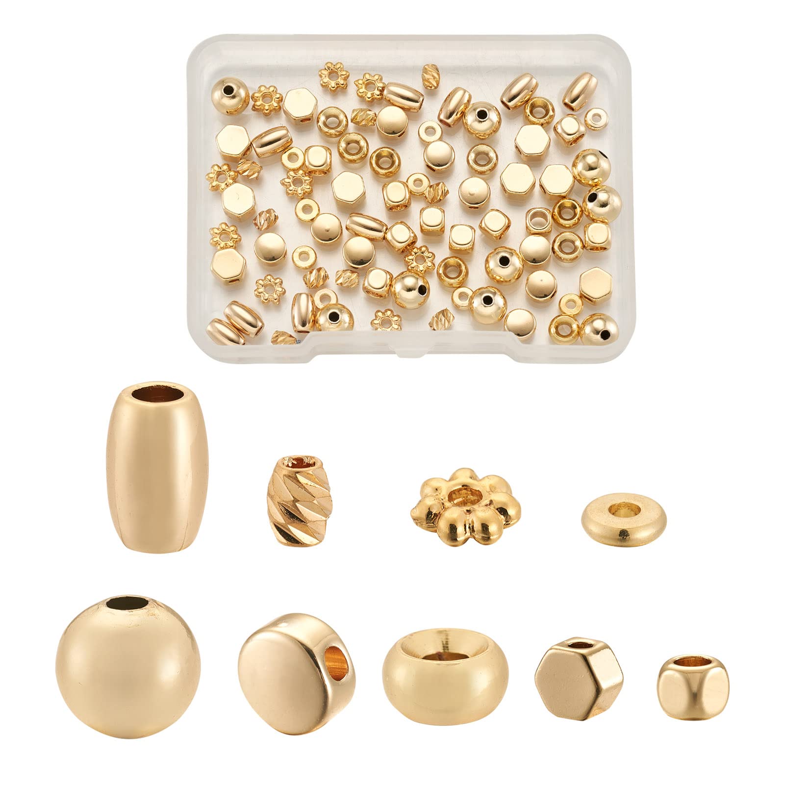 Perline distanziatrici rotonde placcate oro 18 carati da 2 mm-6 mm per
