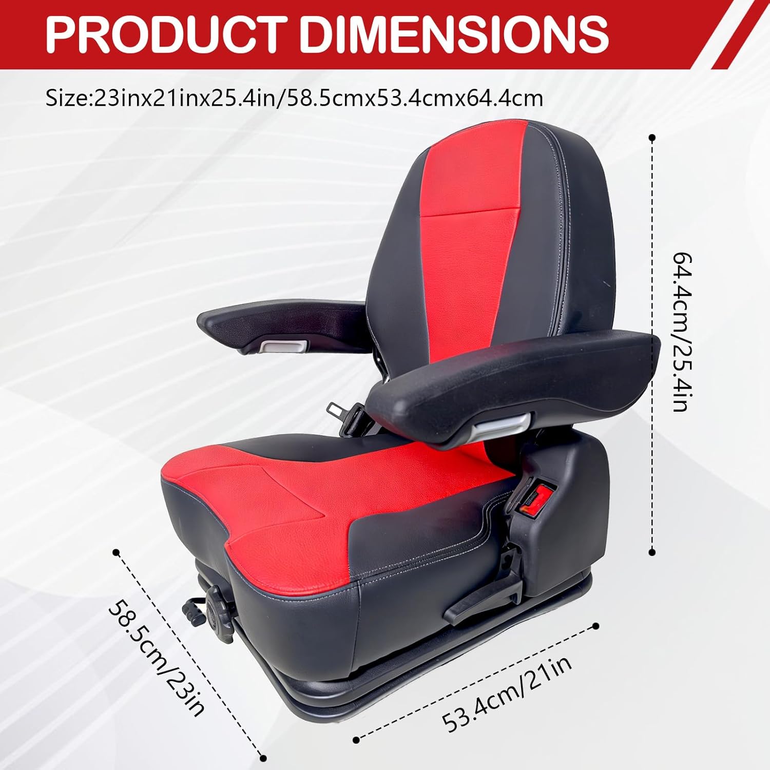 hightall Lawn Mower Seat,Spring-Dampers Heavy Duty Tractor Suspension Seat for Zero Turn Mower Tractor Excavator Harvester Forklift,Adjustable Slide Rails/Armrest,Seatbelt