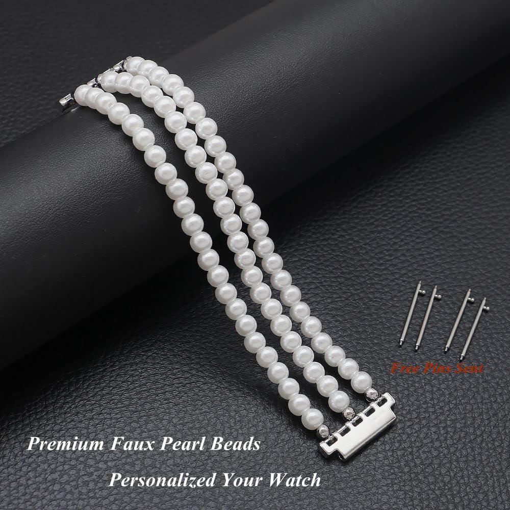 KAI Top Beaded Bracelet Compatible with Samsung Galaxy Watch 7 6 5 4 Band 40mm 44mm/Watch 6 Classic 43mm 47mm/Watch 5 Pro 45mm/Watch 4 Classic/Active 2 Band, 20mm Elastic Stretchy Wristband for Women - Image 3