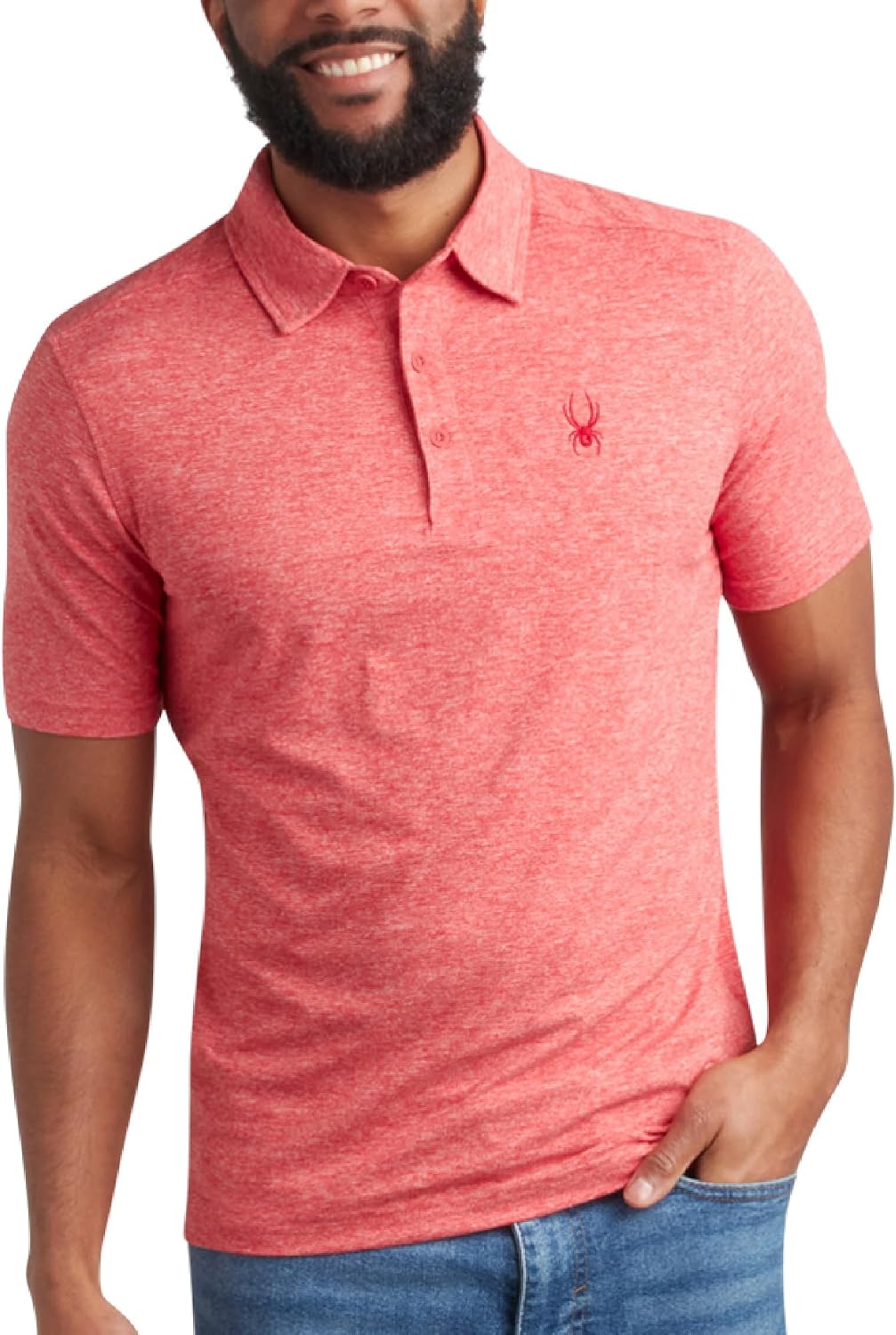 Spyder Mens Golf Polo Shirt - Moisture Wicking Soft Short Mens Polo Shirts Short Sleeve Athletic Fit Collared Golf Shirts