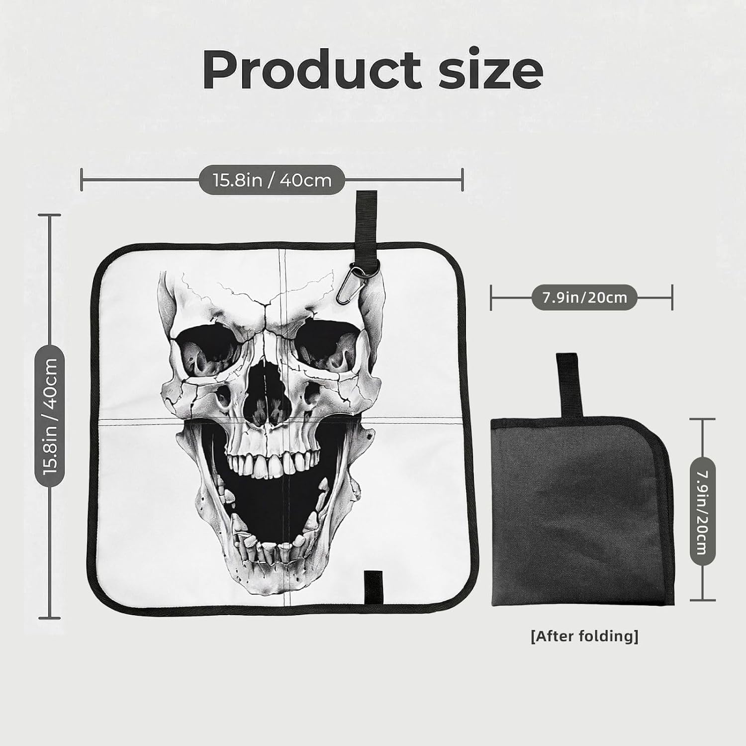 (Horror Skull) Sitting Pad Foldable Seat Cushion Lightweight Camping Seat Mat with Hook for Outdoor Hiking Picnic Camping
