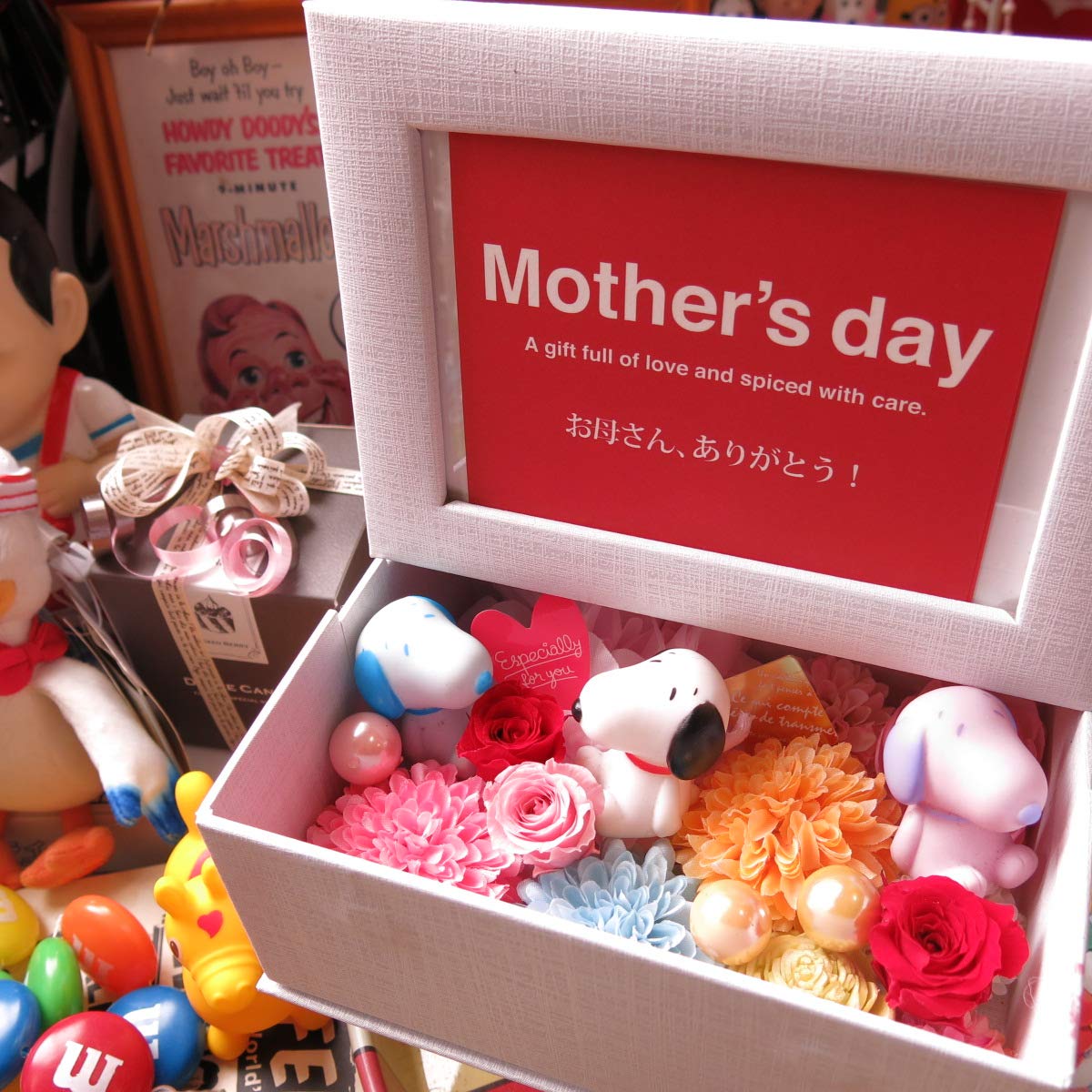 スヌーピー入り 花 写真立て プリザーブドフラワー入り フォトフレーム Amazon｜母の日 スヌーピー入り 花 写真立て プリザーブドフラワー入り