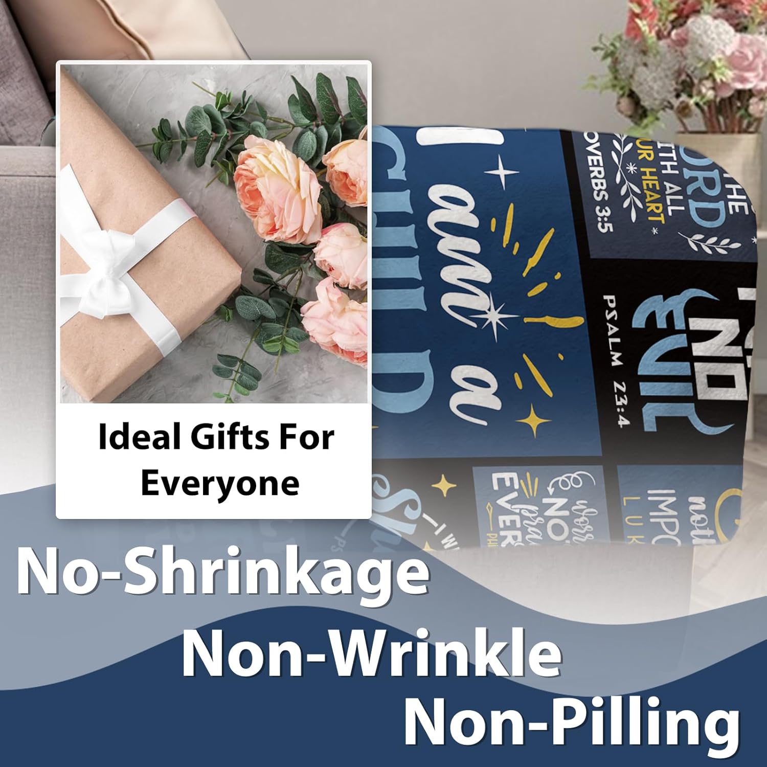 Christian Gifts for Men Flannel Throw Blanket, Religious Inspirational I Am a Child of God Birthday Christmas Faith Gift Ideas, Bible Verse Soft Blankets Present for Boys Son Brother Dad 50"x60" - Image 4