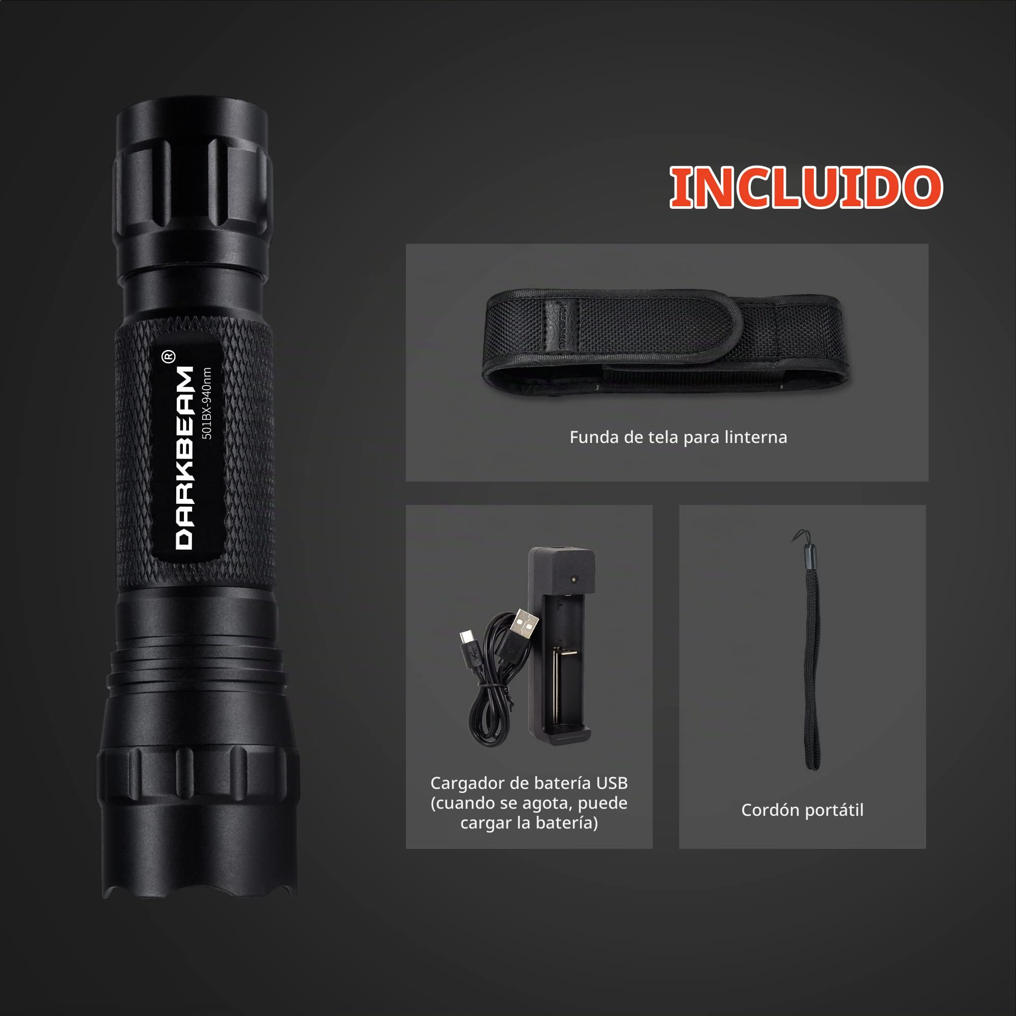 DARKBEAM Linterna de Infrarroja 940nm, IR Iluminación