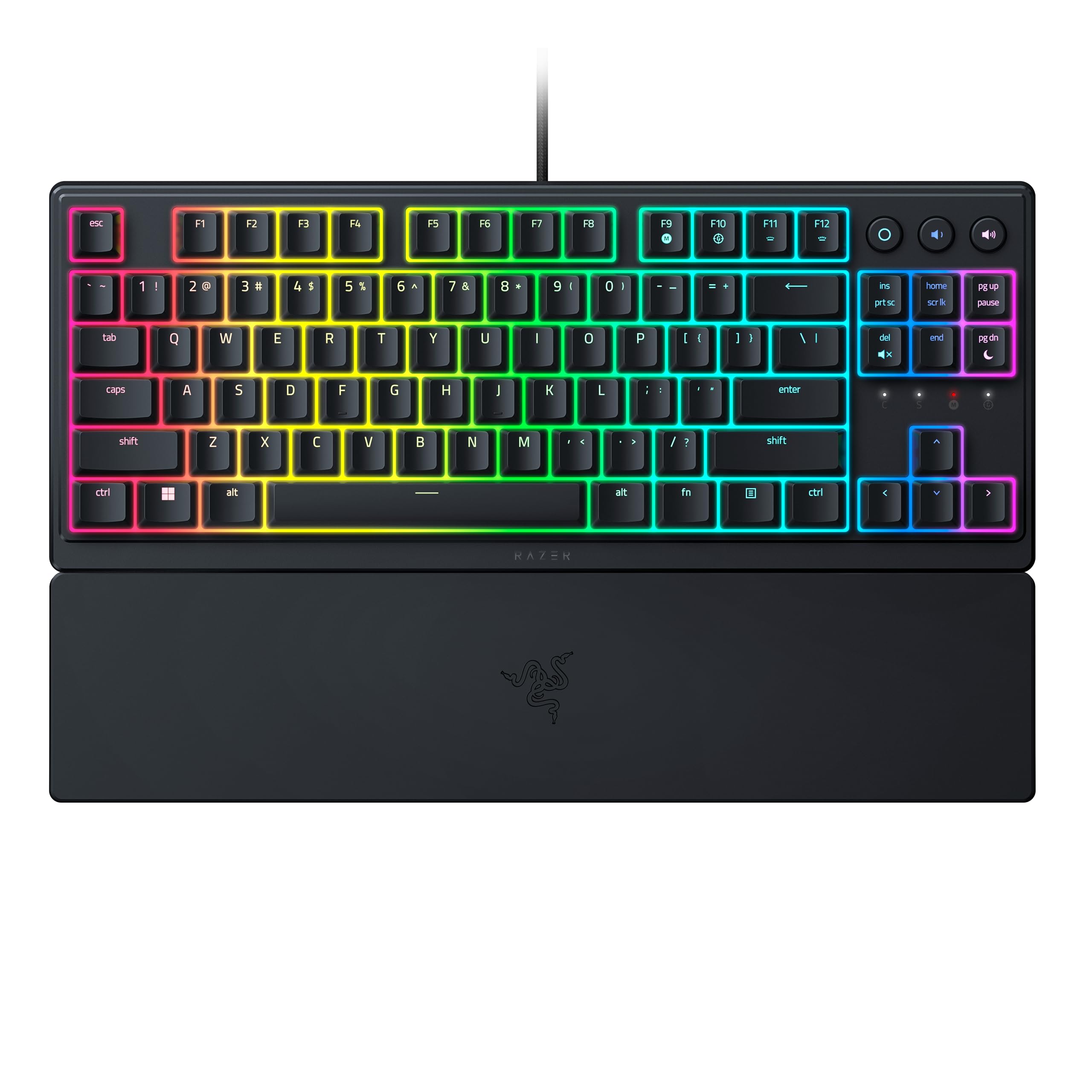 Razer Ornata V3 Tenkeyless - Kompakte Flache Gaming-Tastatur (Mecha-Membran-Switches, Tastenkappen mit Anti-UV-Beschichtung, Beleuchtete Separate Medientasten) QWERTY US-Layout | Schwarz