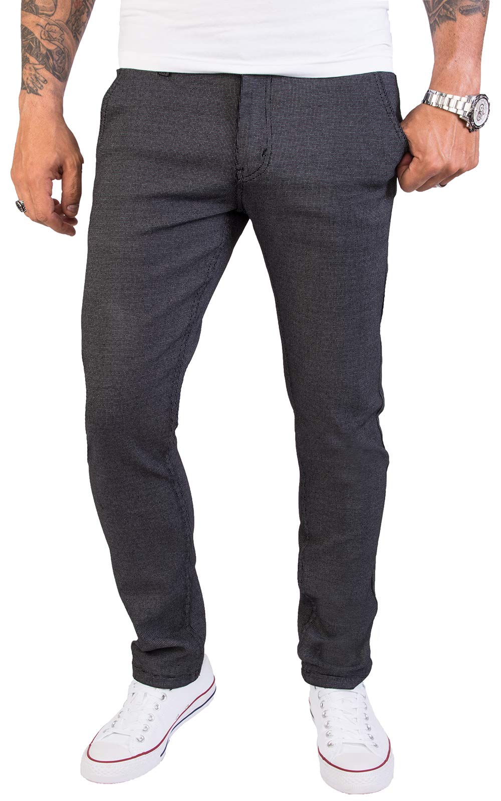 Rock Creek Herren Chino Hose Slim Fit Business Hosen Chinohose Stoffhose Chinos Hosen für Männer Casual Elegante Hose RC-2154 Anthrazit W40 L32