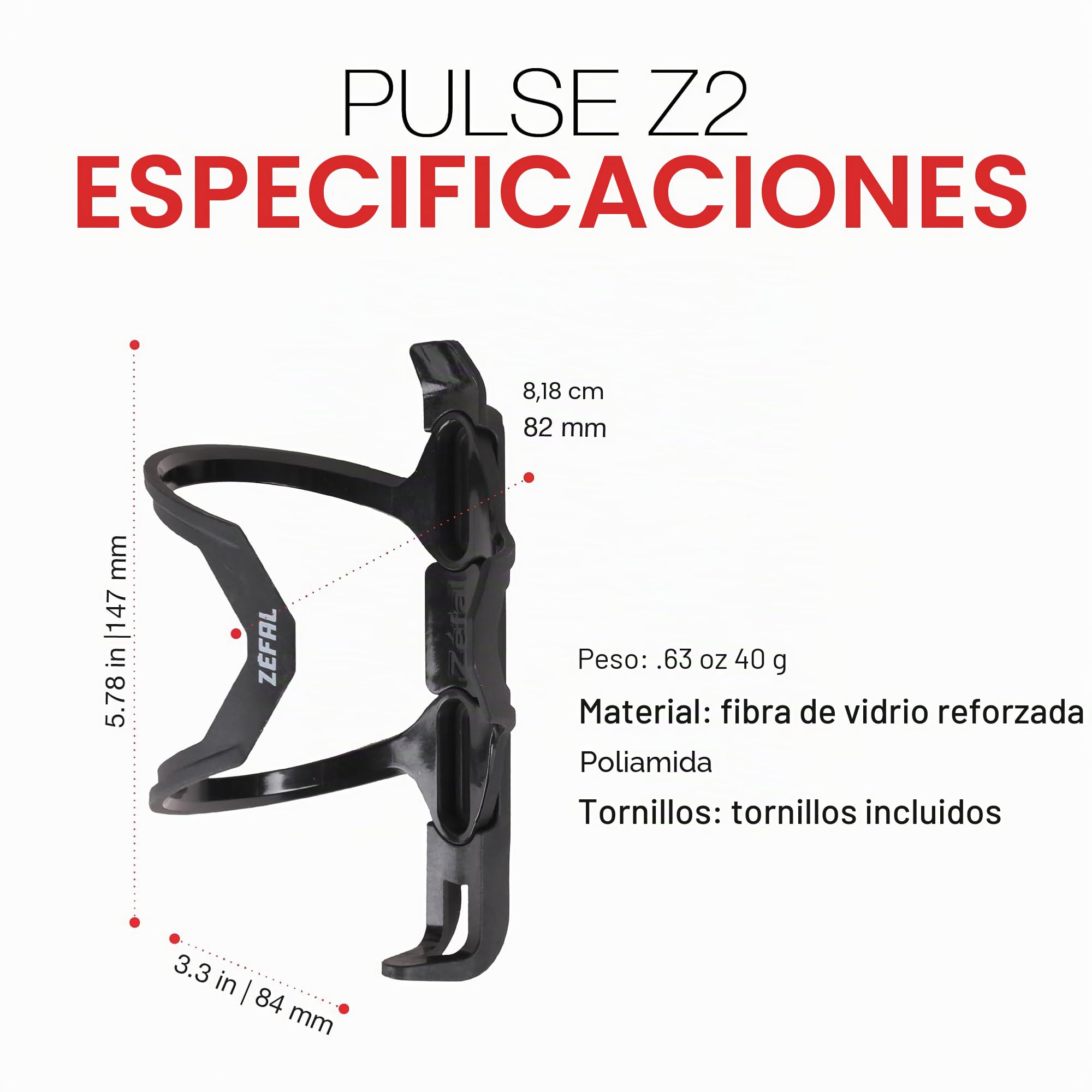 ZEFAL Pulse Z2 Portabidón Bicicleta - Introducción Lateral - Portabidones Bici & Mtb (Bicicleta de Montaña)