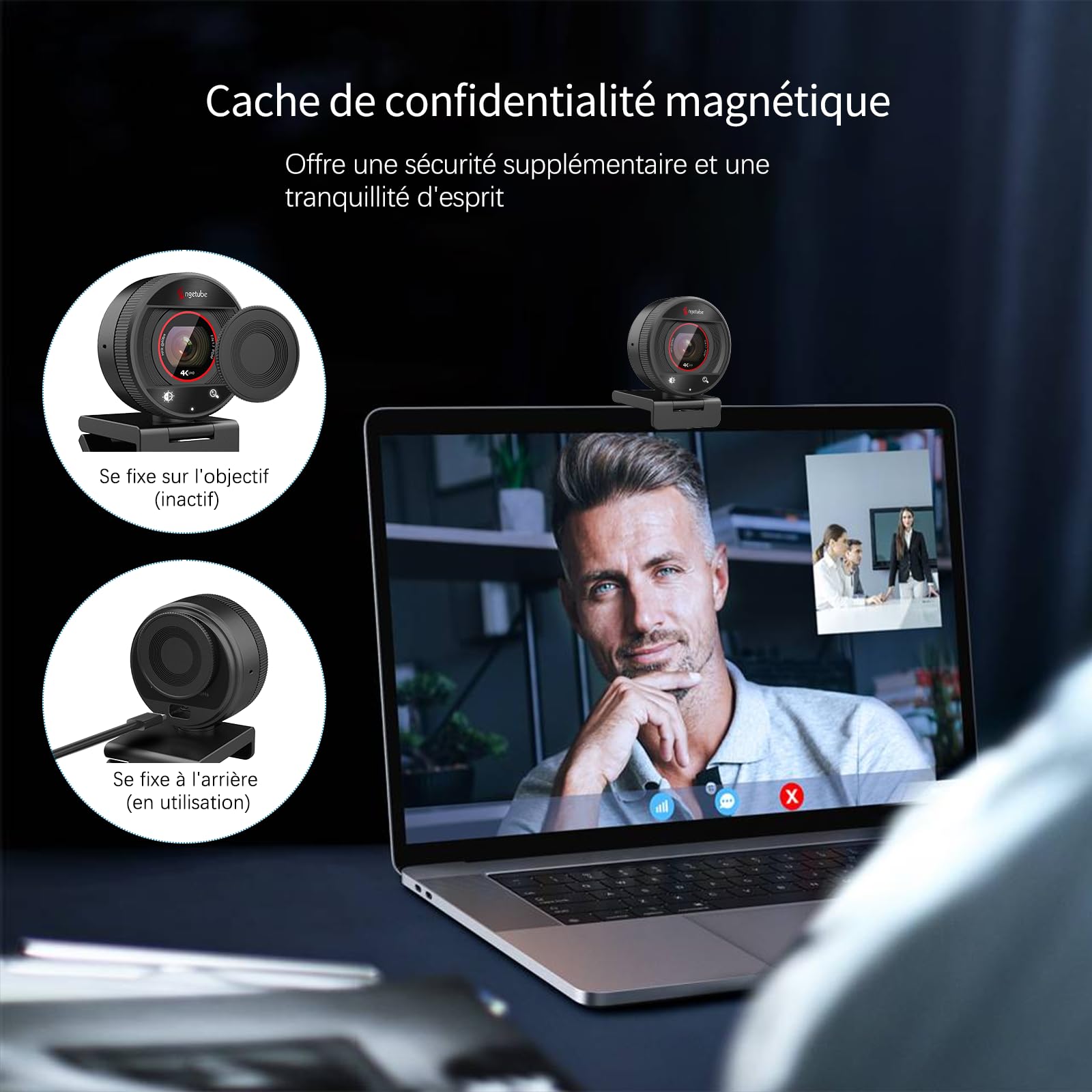 Angetube Webcam 4K pour PC, Caméra Streaming 1080P@60FPS avc Autofocus PDAF