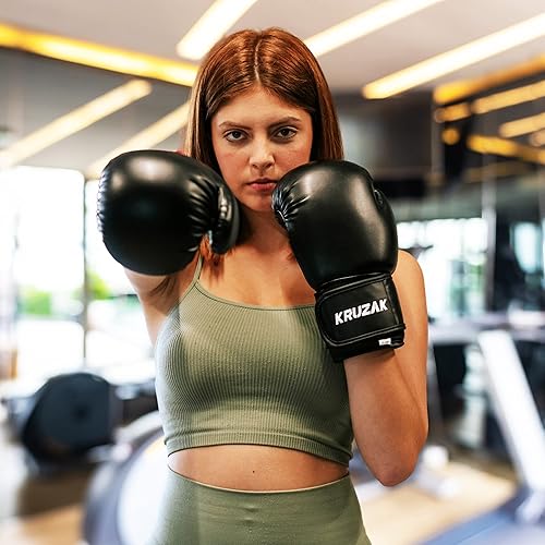 Miniatura 4 de Kruzak Guantes de boxeo lisos para Sparring, Kickboxing, Muay Thai, artes marciales y lucha de MMA, guantes de entrenamiento y almohadillas de