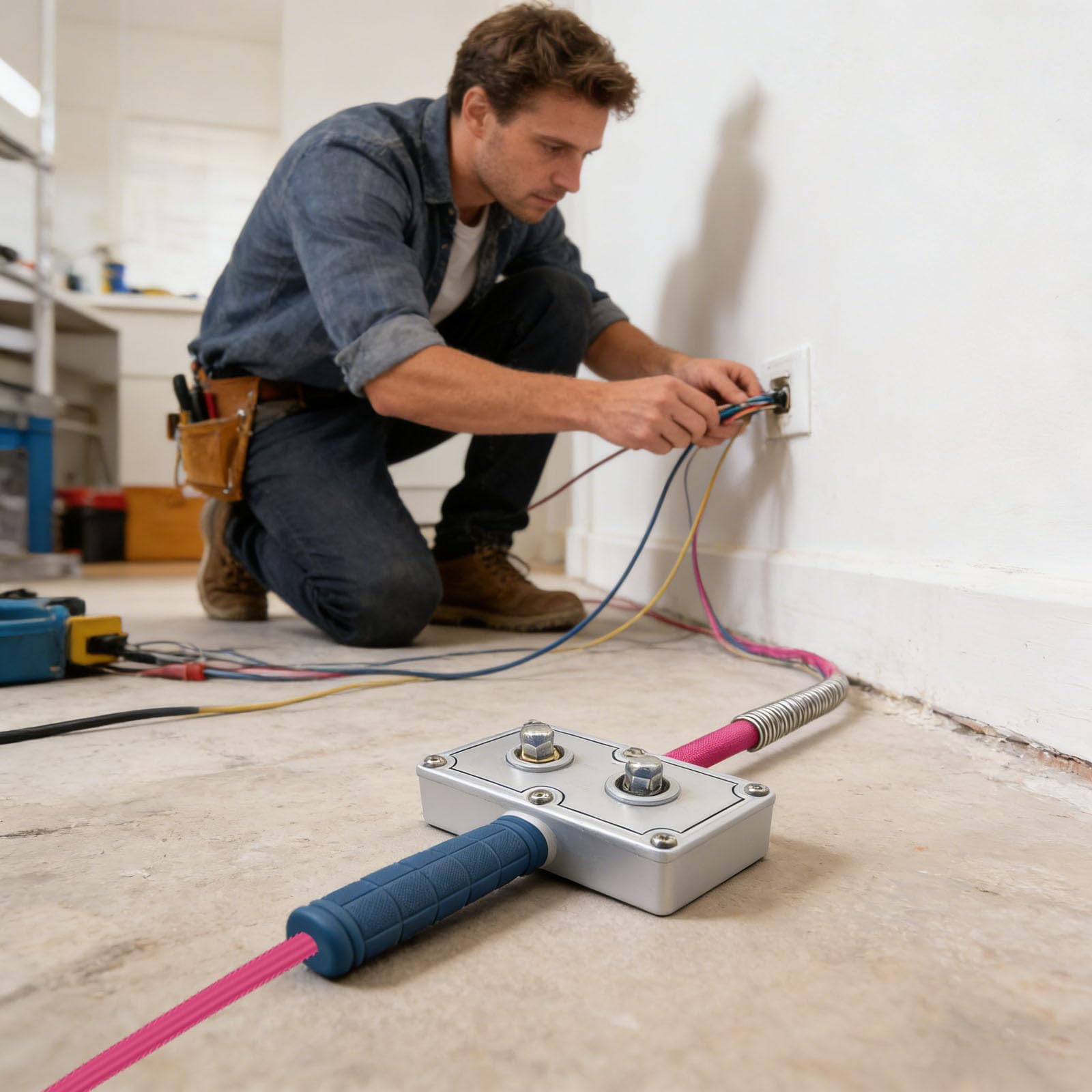 Automatyczne narzędzie do nawlekania kabli | Maszyna do przeciągania kabli w ścianie, elektryczna wciągarka do przewodów, przepychacz 5 mm do instalacji elektrycznych
