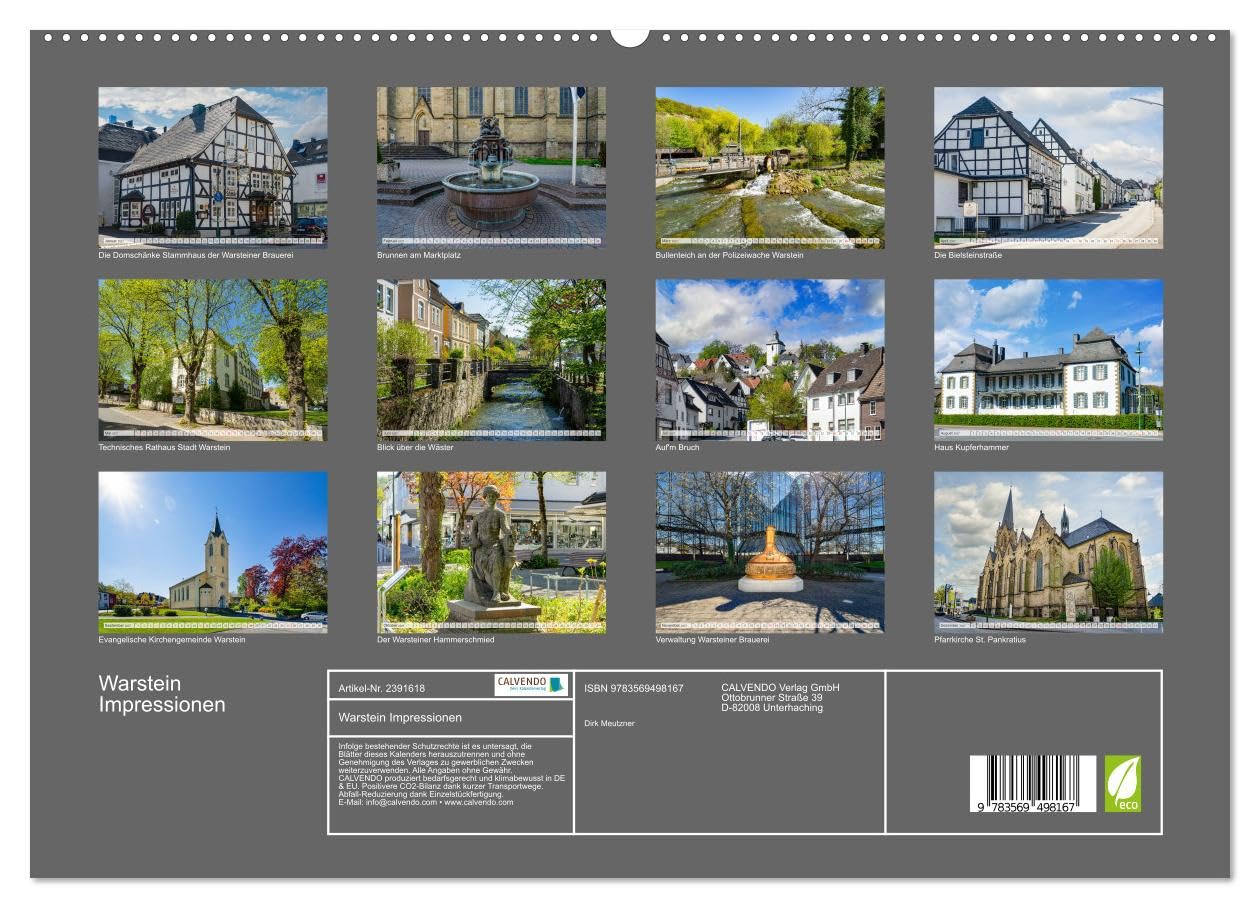 CALVENDO - Warstein Impressionen (hochwertiger Premium Wandkalender 2027 DIN A2 quer), Kunstdruck in Hochglanz: Eine geniale Auswahl der schönsten Bildmotive von Warstein