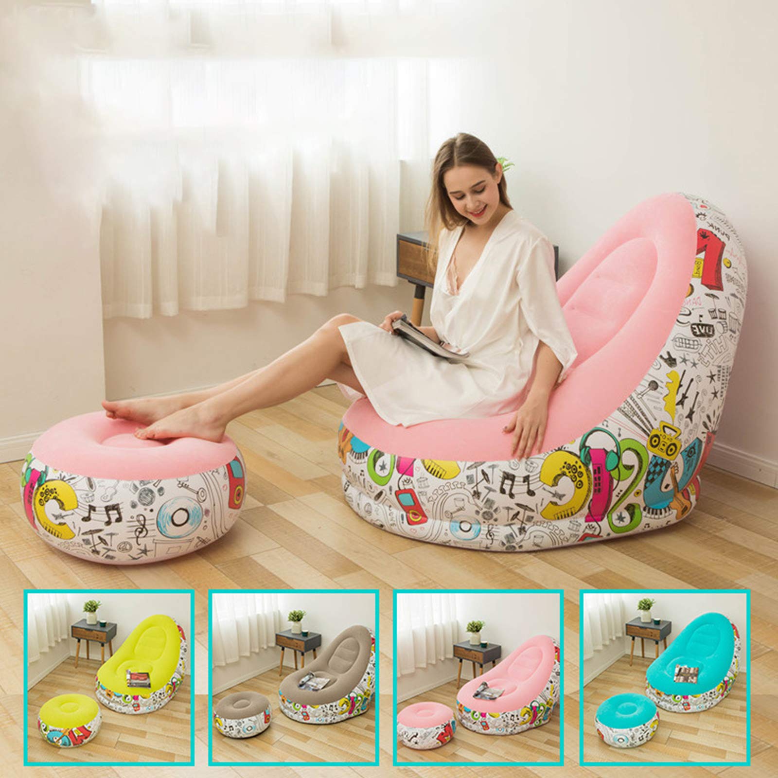 Sedia Gonfiabile Pieghevole In PVC Con Poggiapiedi: Comoda E Portatile Per Campeggio E Viaggi!