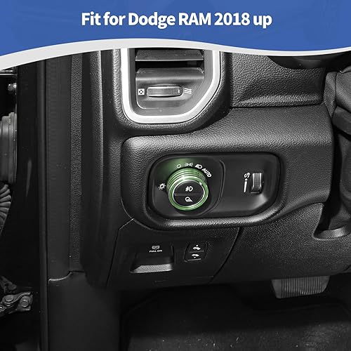 Miniatura 4 de RT-TCZ Cubierta de anillo para interruptor de faros delanteros RAM verde para Dodge RAM 2018 2019 2020 2021 2022 2023 Accesorios interiores verdes
