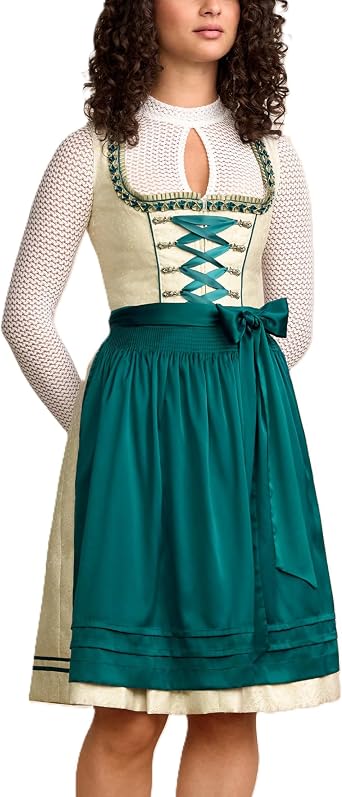 Kr ger Dirndl Pistacchio 60 cm Length Light Green Stylish Dirndl with Lacing Women
