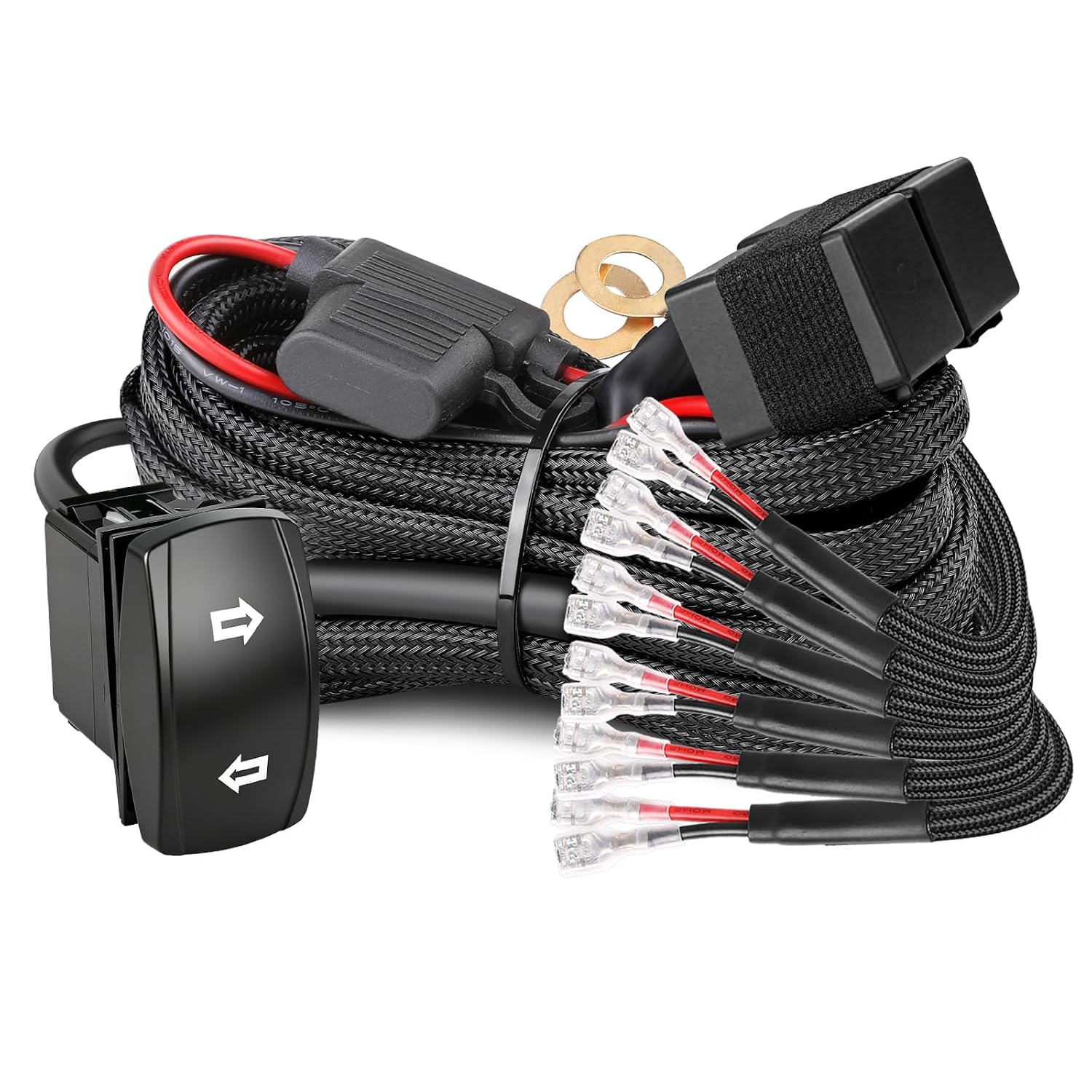 NIRIDER UTV Turn Signal Wiring Harness Kit Plug and Play Universal Street Legal Kit with Flash Blinker for Polaris Can-Am Pioneer Kawasaki CFMOTO Side by Side Golf Cart UTV ATV - 6 Lead