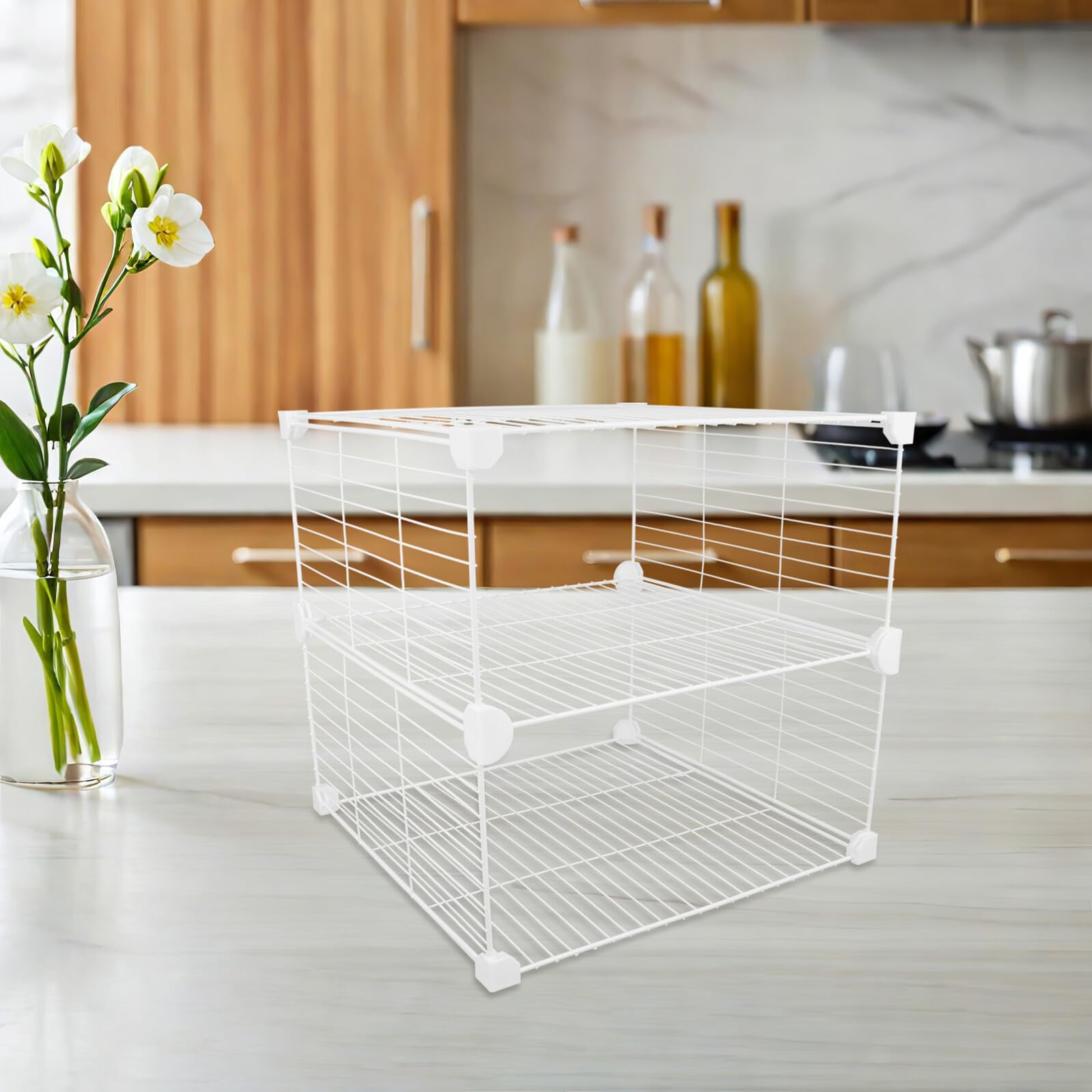 Organizador Metálico para Congelador con Divisores Ajustables Estante Separador para Nevera para Cocina Despensa y Arcón Congelador