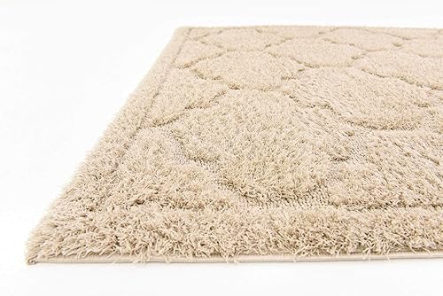 Vista 74 de Unique Loom Trellis Shag Collection Plush Geometric Modern Moroccan Lattice Green Runner Rug (2' 0 x 6' 7)