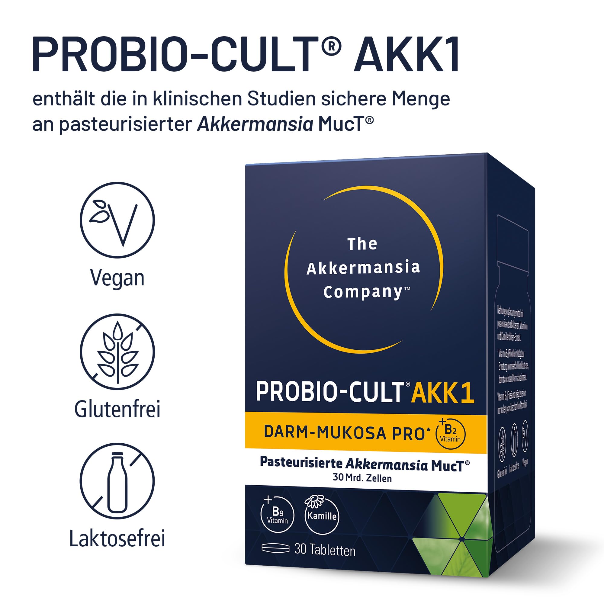 ProBio-Cult AKK1 Darm-Mukosa Pro mit 30 Mrd. pasteurisierten Akkermansia MucT® | 30 Tabletten | Für eine intakte Darmschleimhaut und -barriere | vegan, laktosefrei, glutenfrei