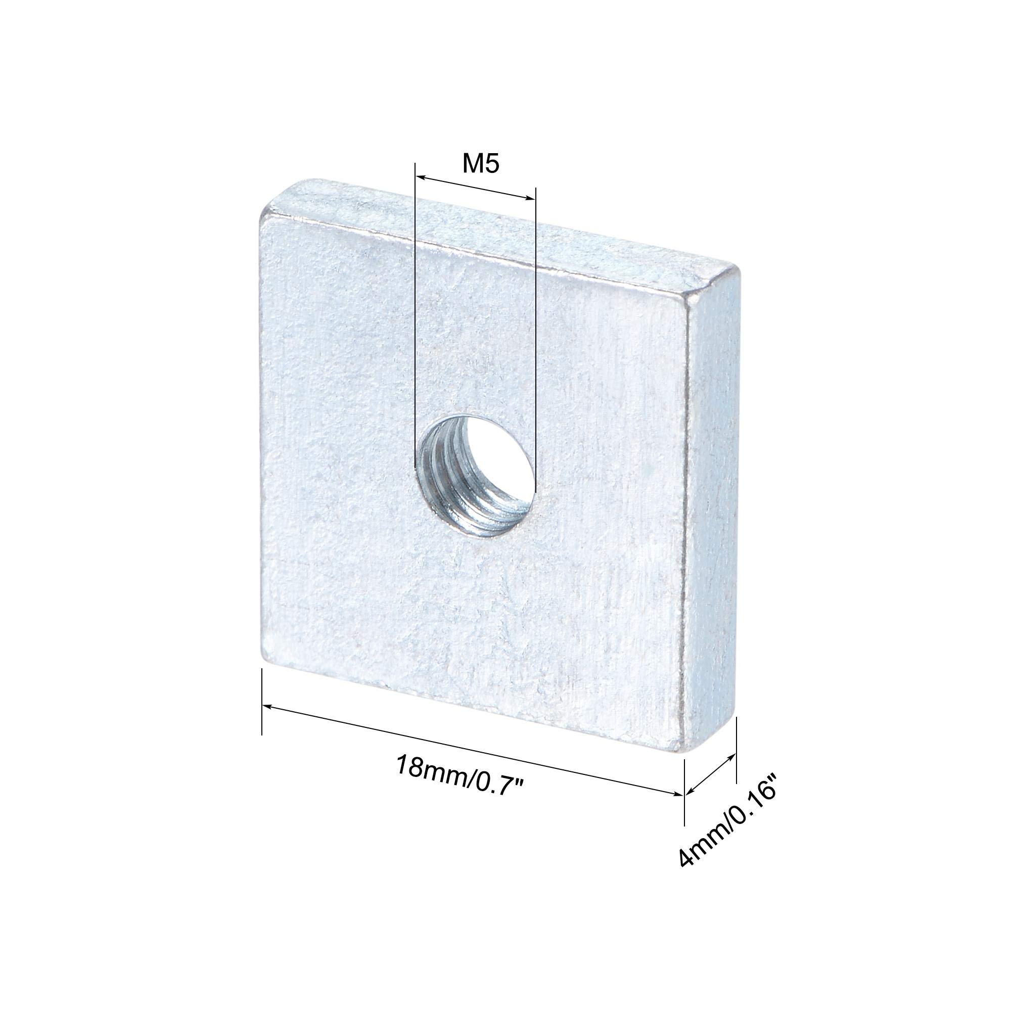 sourcing map Vierkantmuttern, M5 x 18 x 4 mm, verzinkt, metrisches Grobgewinde, Sortimentskit, 10 Stück