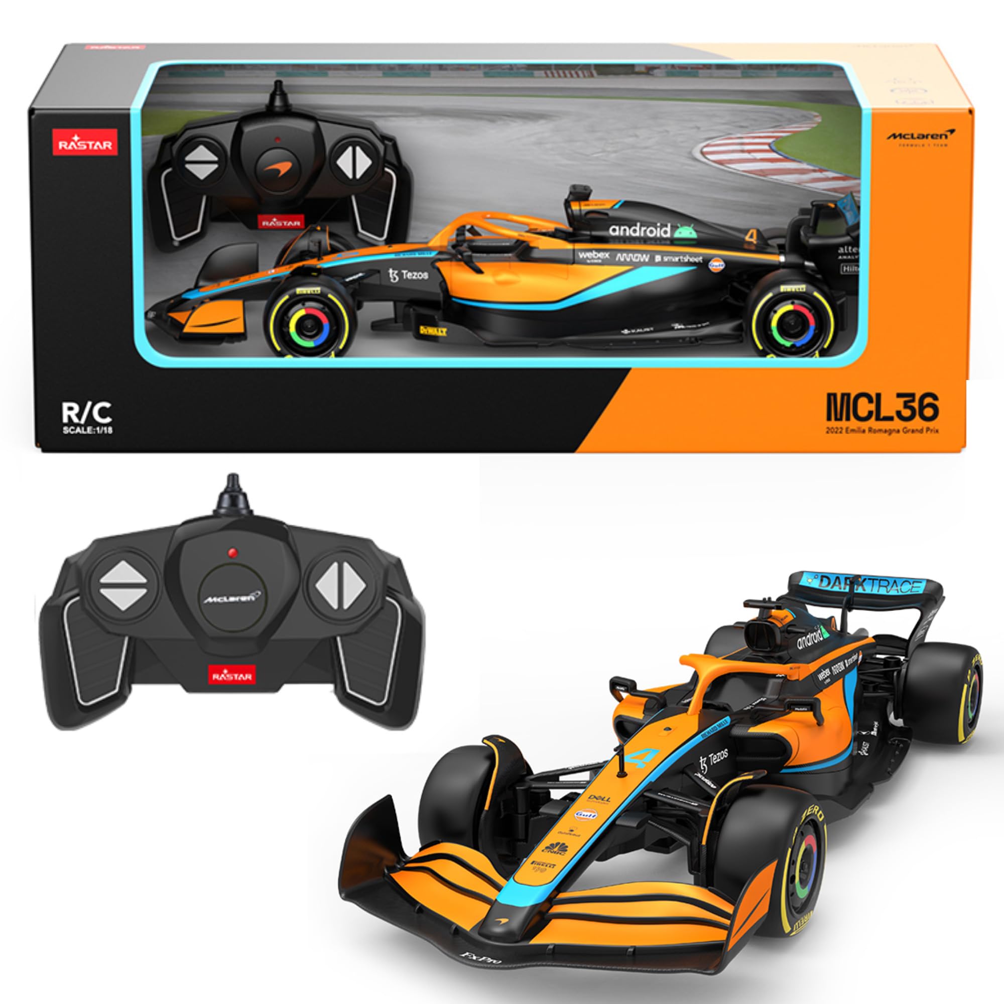 KandyToys Official Licensed McLaren MCL36 F1 Remote Control Car | 1:18 Scale Model | 30cm x 10cm | 2.4GHz | Rc Car