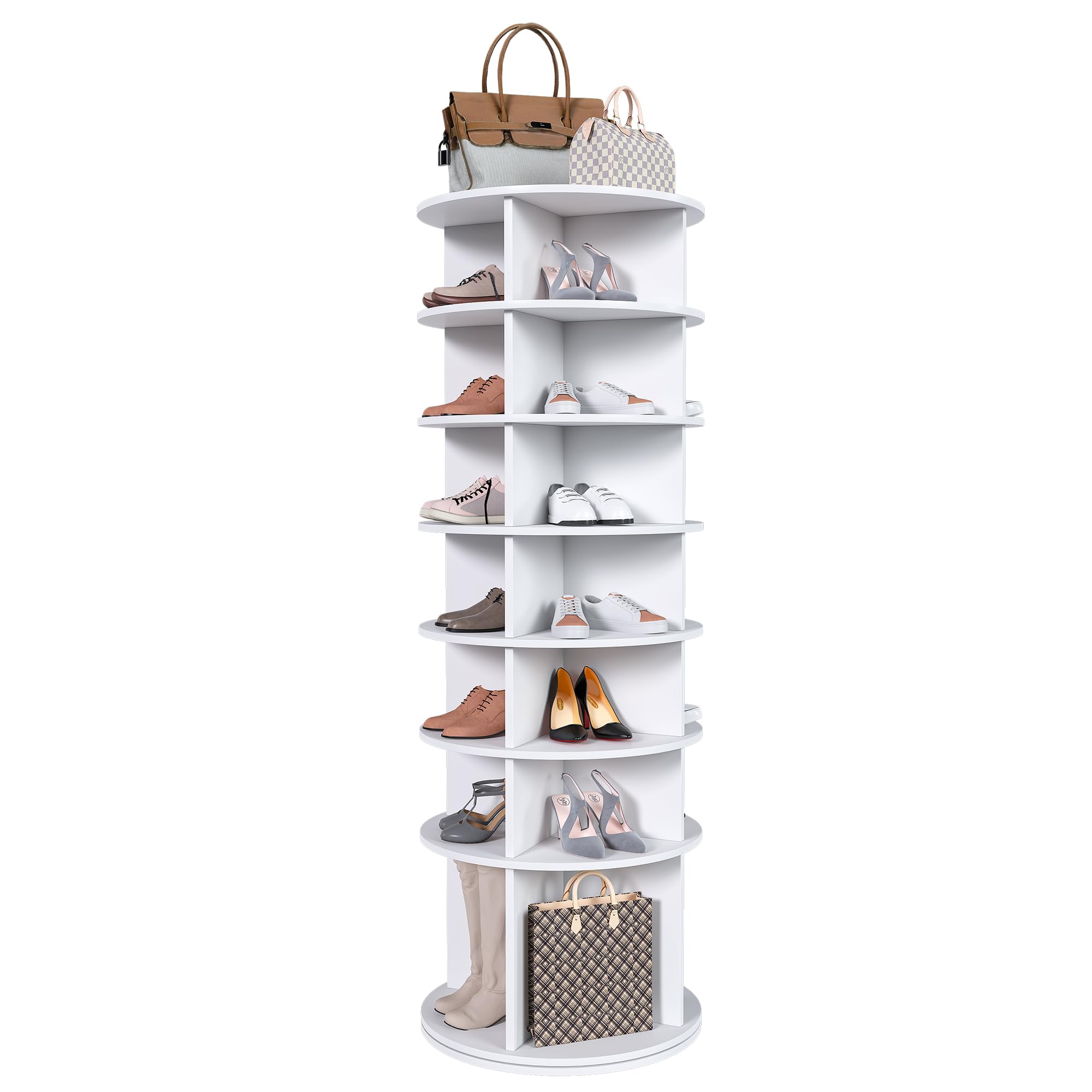 Étagère à Chaussures Rotative 7 Niveaux Armoire À Chaussures Tournante 360°, Rangement Chaussure pour 28 Paires de Shoes, save space, Meuble À Chaussures Entrée Chambre Ou Dressing (7 Niveaux - Blanc)