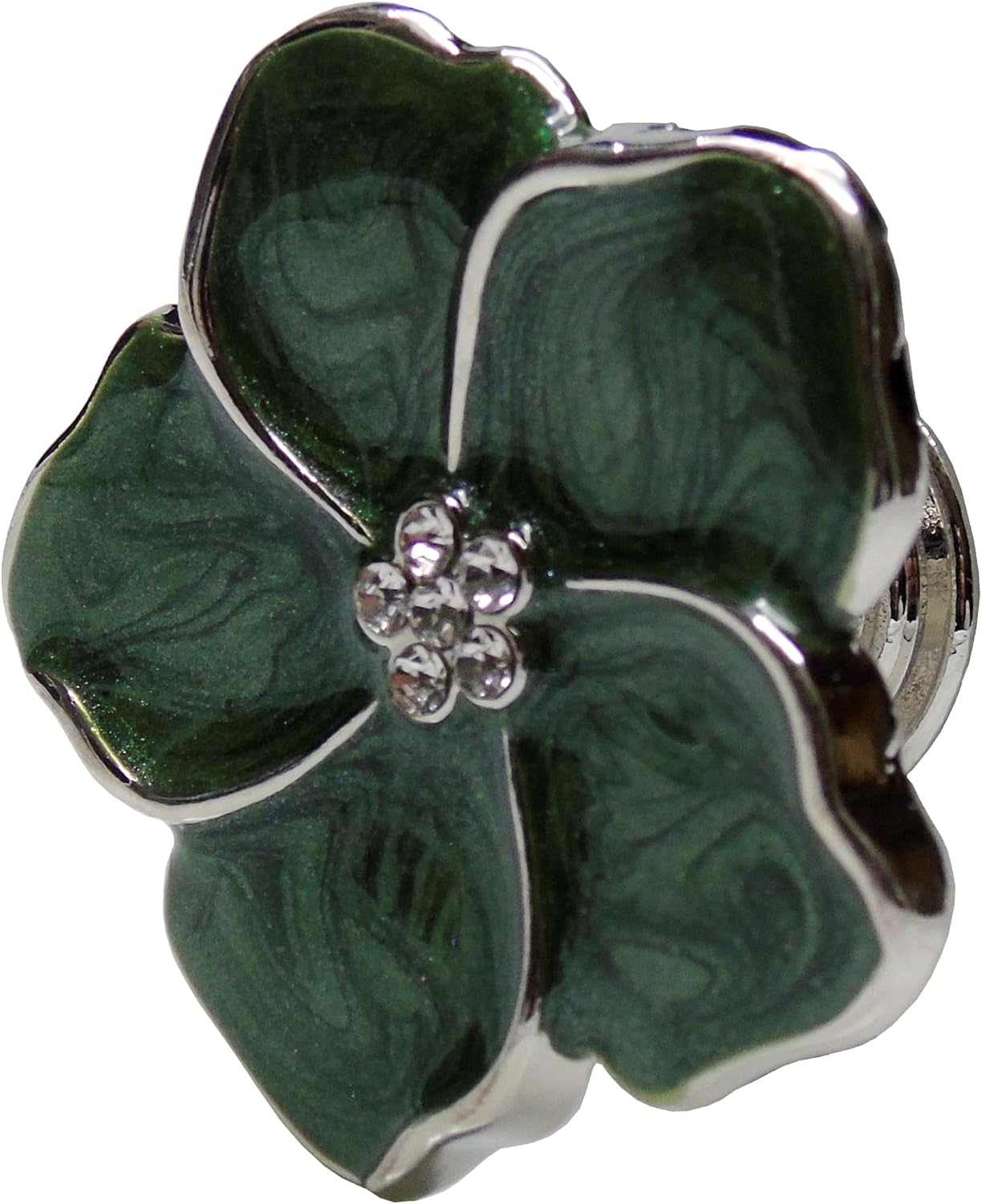 6 PCS Zinc Alloy Floral Decorative Knobs for Cabinets and Drawers, 1.69” Diameter Vintage Flower Shaped Drawer Knobs and Pulls for Dresser, Wardrobes, Cupboard, Door Handles (Dark Green)