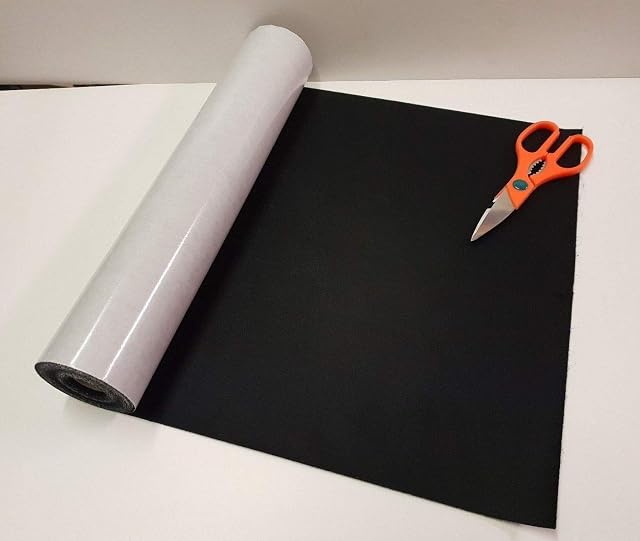 One Metre x 450mm Wide roll of Black Sticky Back SELF Adhesive Felt/Baize Supplied in A Tube, NOT Folded