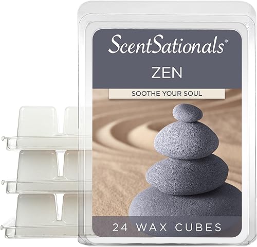 Scentsationals Cera derretida, cubos de cera fuerte aroma, Zen – Fundición perfumada de larga duración para calentar, 10 onzas (24 cubos)