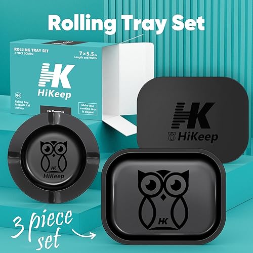 Miniatura 2 de HiKeep Bandeja rodante con tapa magnética suave de PVC, 7 x 5.5 pulgadas, cenicero - 5.8 x 5.8 pulgadas - Juego de 3 (diseño de búho)