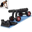Drumstone (𝟓-𝐘𝐞𝐚𝐫 Warranty) Premium 4-Wheel Ab Roller with Knee Mat & Floor Wedge | Abdominal Workout Fitness Equipment | Core Strength Builder for Home Gym gallery image