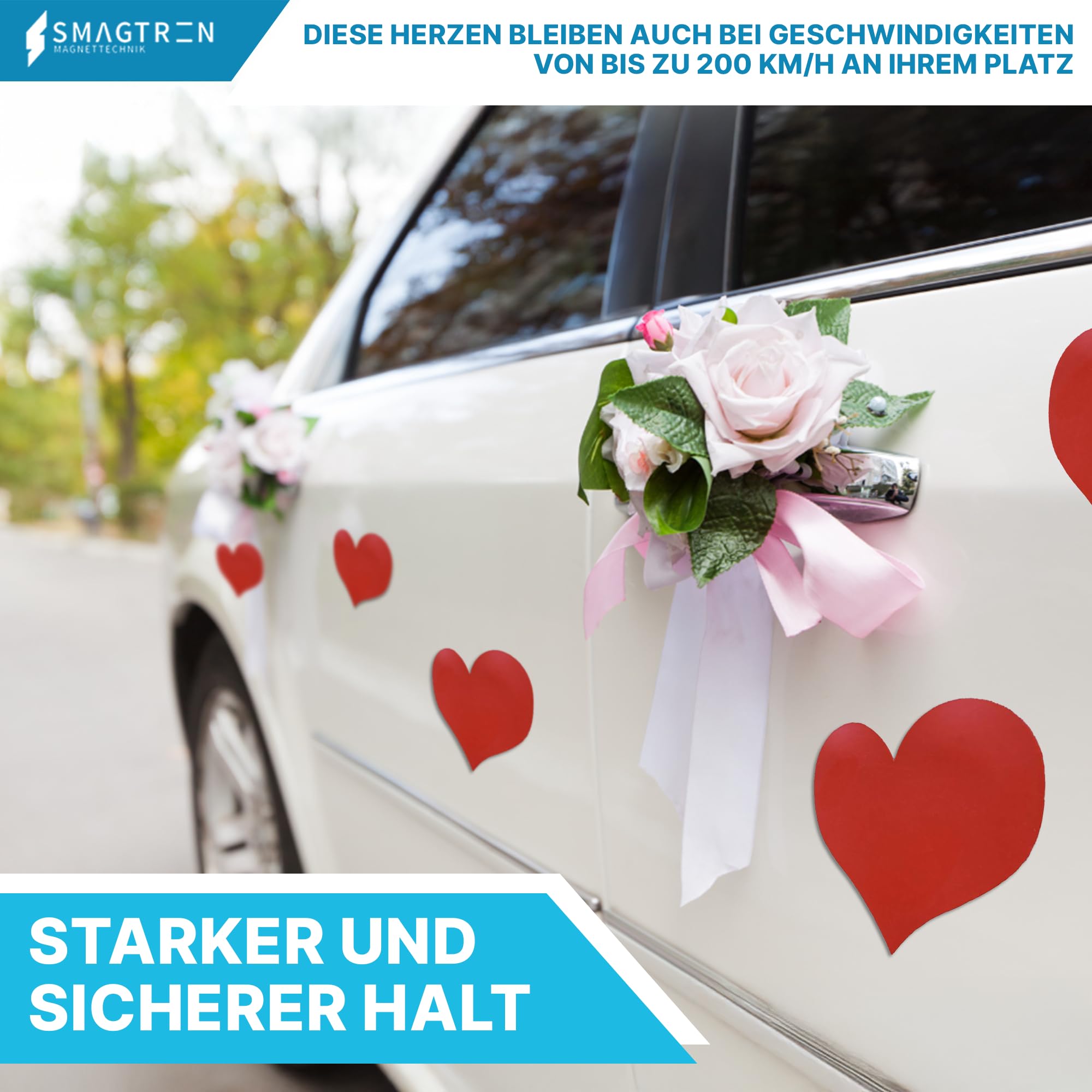 AUSWAHLANGEBOT Magnetherzen Magnetherz Hochzeits Schuck Valentinstag Magnetische Herzen in Rot Weiß Matt - Glänzend Schwarz selbstklebend (50 Stück, Rot)