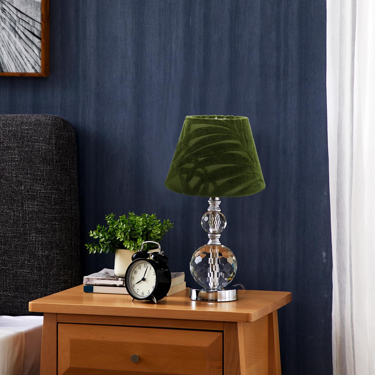 Luxshiny Abat-Jour En Tissu 7.87X7.87X5.51 Pouces Avec Motif Feuilles En Relief Pour Lampe De Bureau Et Chevet Décoratif Convient Salon Et Chambre