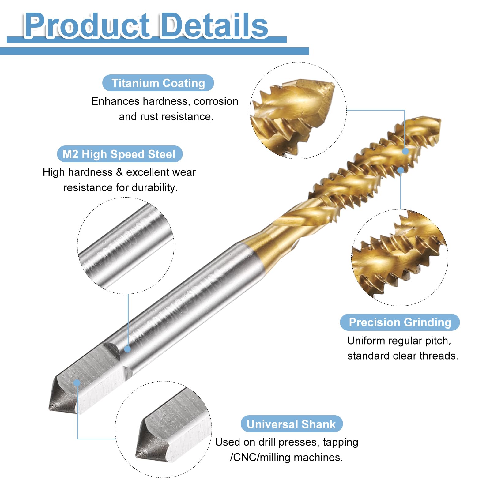 Titanium Coated Thread Taps - 1/4-20 UNC -3