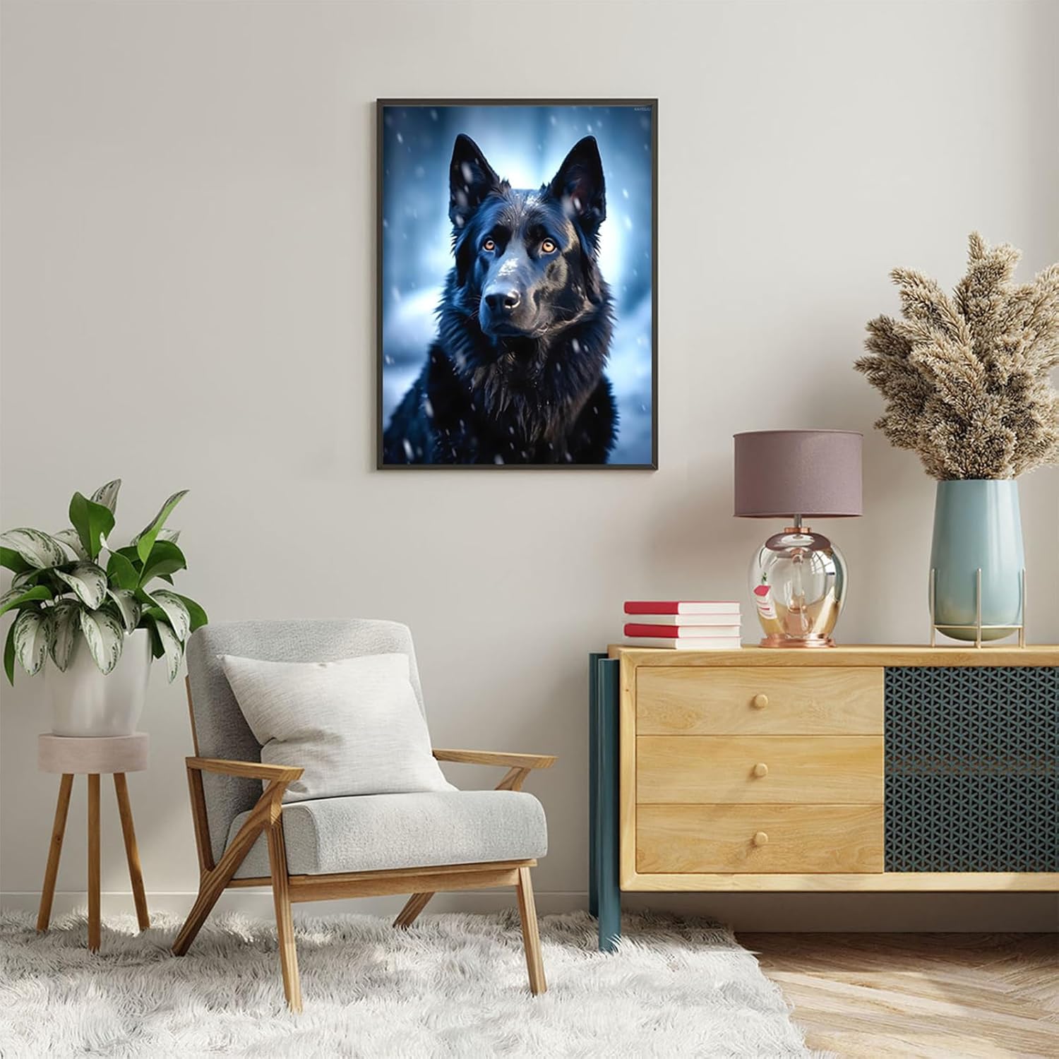 KAYEIUU 5D German Shepherd Diamond Painting Kits, German Shepherd Dog Diamond Painting, Full Round Diamond Art Kits for Adults Diamond Dots Piant by Numbers Kits 12x16 inch
