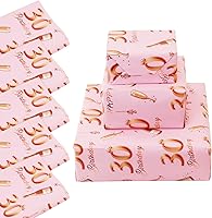 Vista 1 de Zayin Papel de regalo para cumpleaños número 30, 5 hojas de 27.6 x 19.7 in, color oro rosa, papel de regalo de feliz cumpleaños para niñas