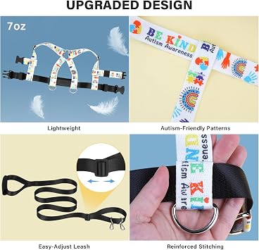 Safety Walking Harness and Leash for Autism & Special Needs Kids Ages 3-6 with Easy-Adjust Tether + Emergency Grab Handle for Wandering Prevention & Calm Outdoor Adventures