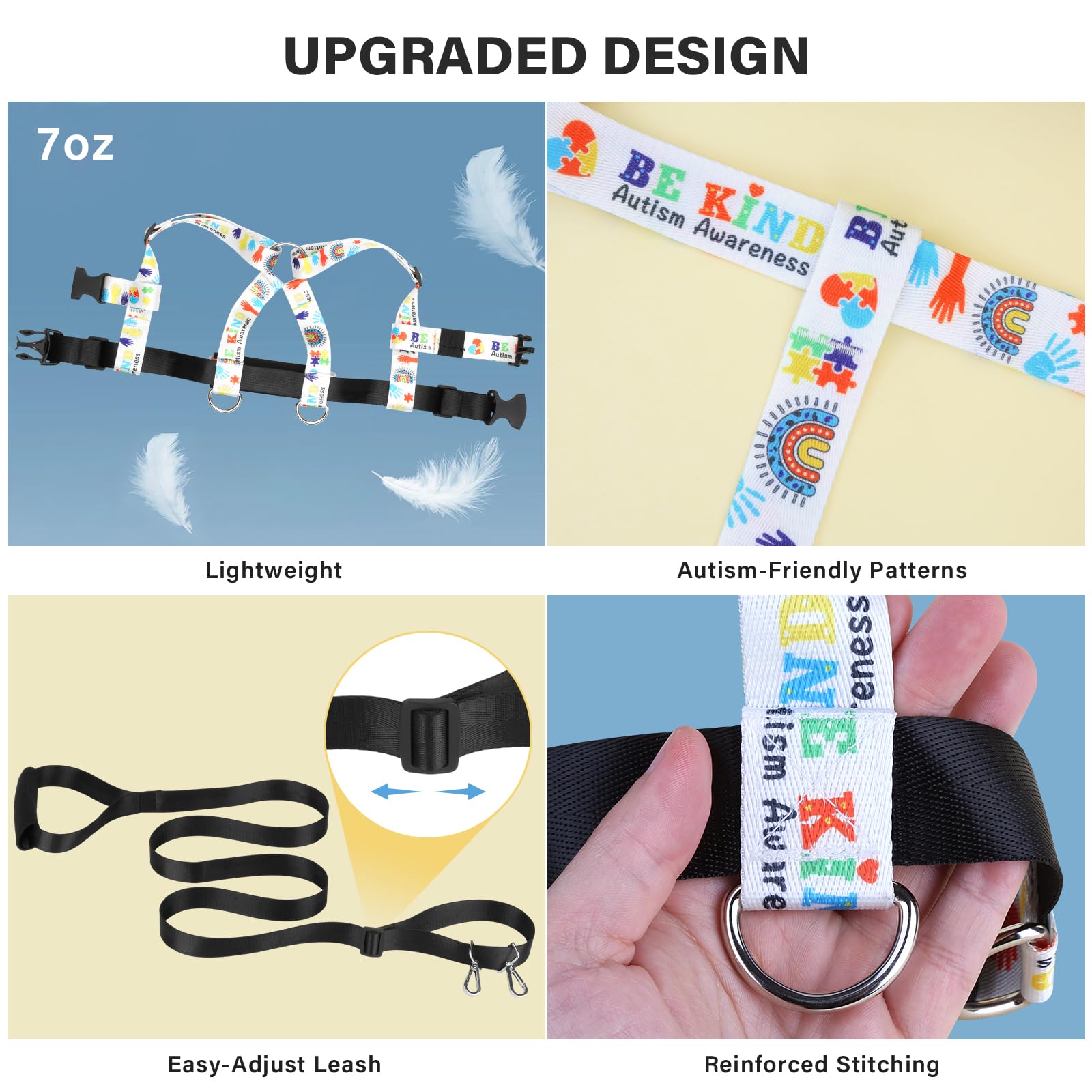 HOOMTREE Safety Walking Harness and Leash for Autism & Special Needs Kids Ages 3-6 with Easy-Adjust Tether + Emergency Grab Handle for Wandering Prevention & Calm Outdoor Adventures - Image 2