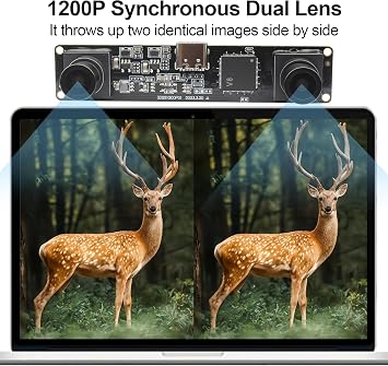 MMlove USB Stereo Camera Module,1200P 60FPS Global Shutter Dual Lens