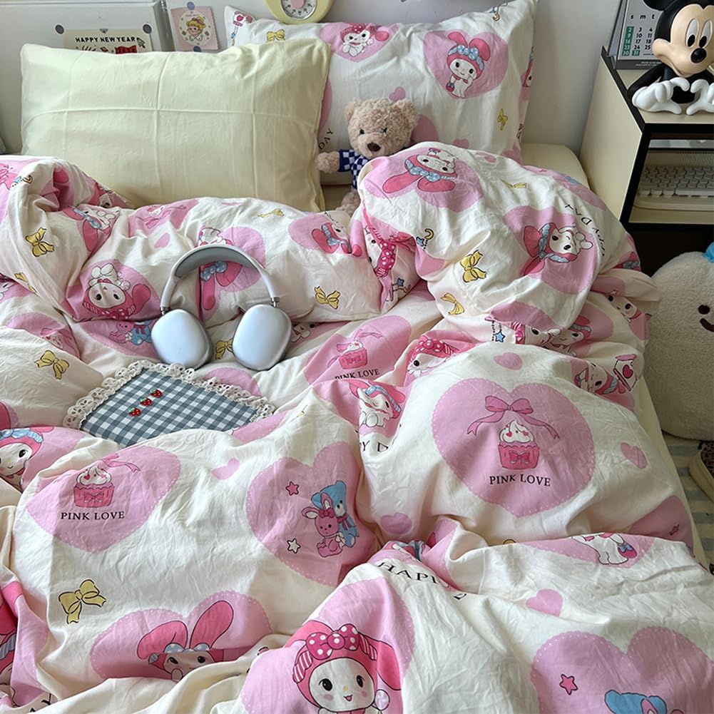 HOLY HOME Kid’s Bedding, Cartoon Duvet Cover Set 4 Piece Birthday Gift Bedclothes (Sweet Cookie, Full)