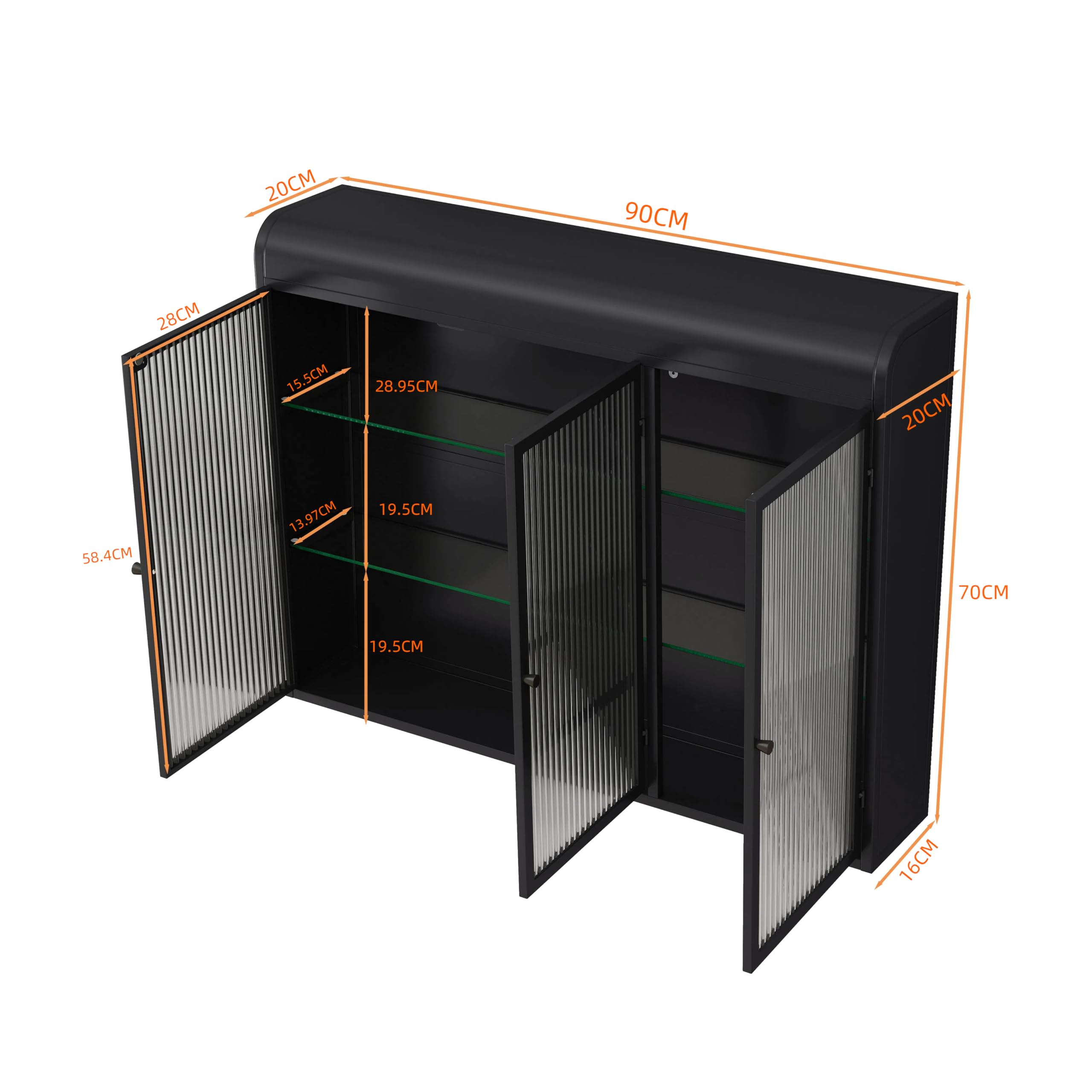 Hoge kast keuken 214cm Wit Glans met legplanken voor servies/voorraad met handgrepen / Ventura Design - Ventura Design