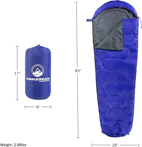 Miniatura 6 de Wakeman Sleeping-Bags - Saco de dormir de momia  Saco de dormir resistente al agua para adultos para clima frío clasificado a 10 F  Capucha