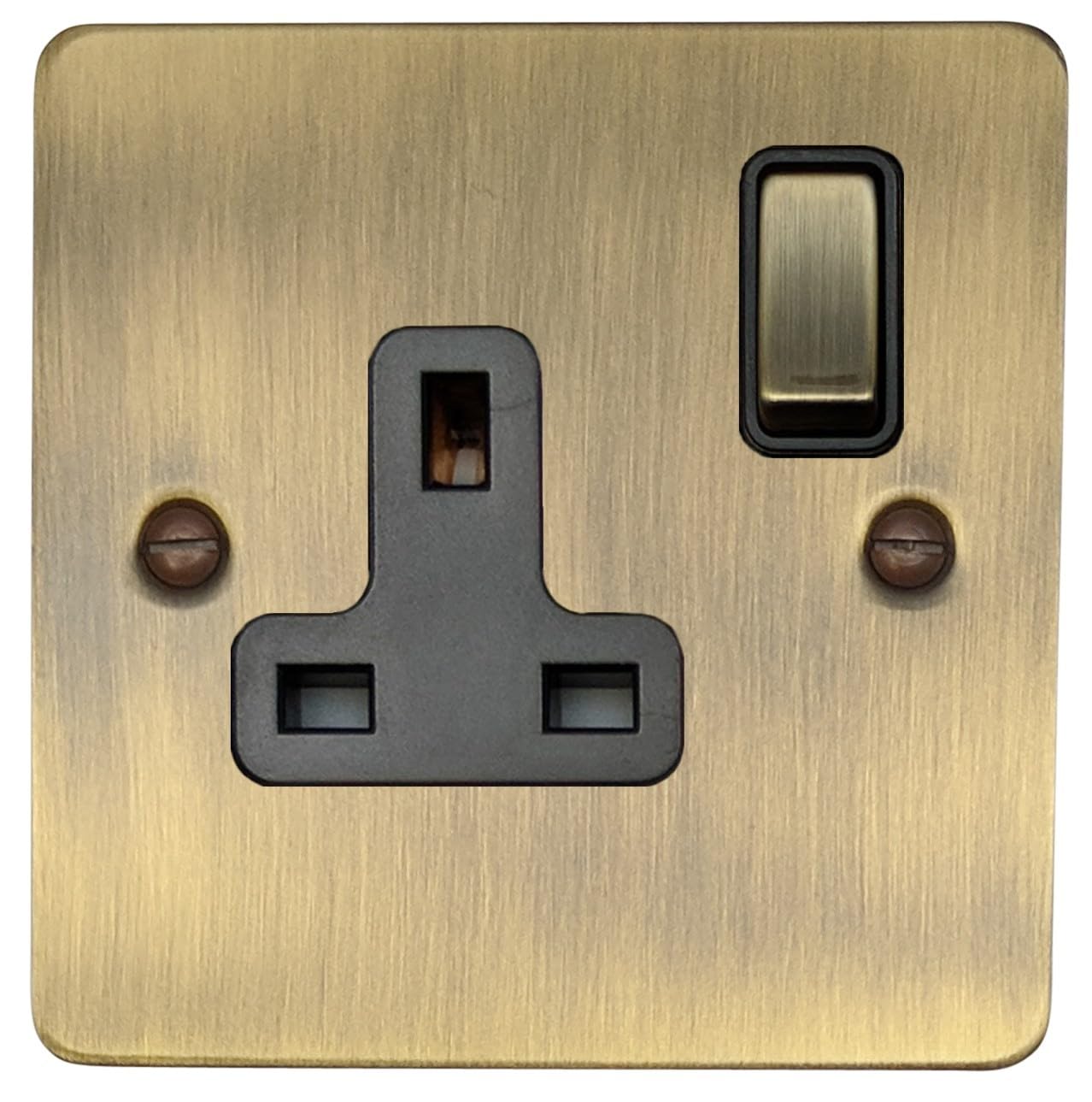 G&H Brassware Antique Bronze G&H Fab309 Flat Plate 1 Gang Single 13A Switched Plug Socket