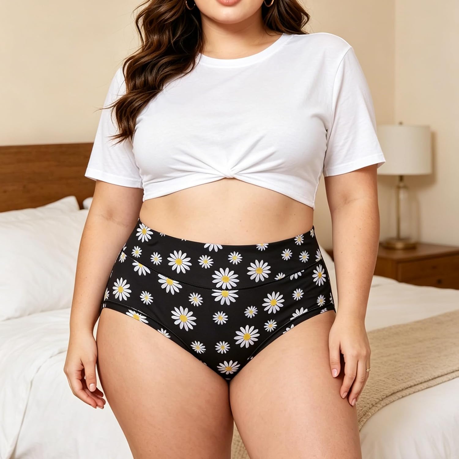 Women's Underwear High Waist Briefs XL-5XL Plus Size Ladies Panties Full Coverage Classic Prints Solid Colors 7 Pack