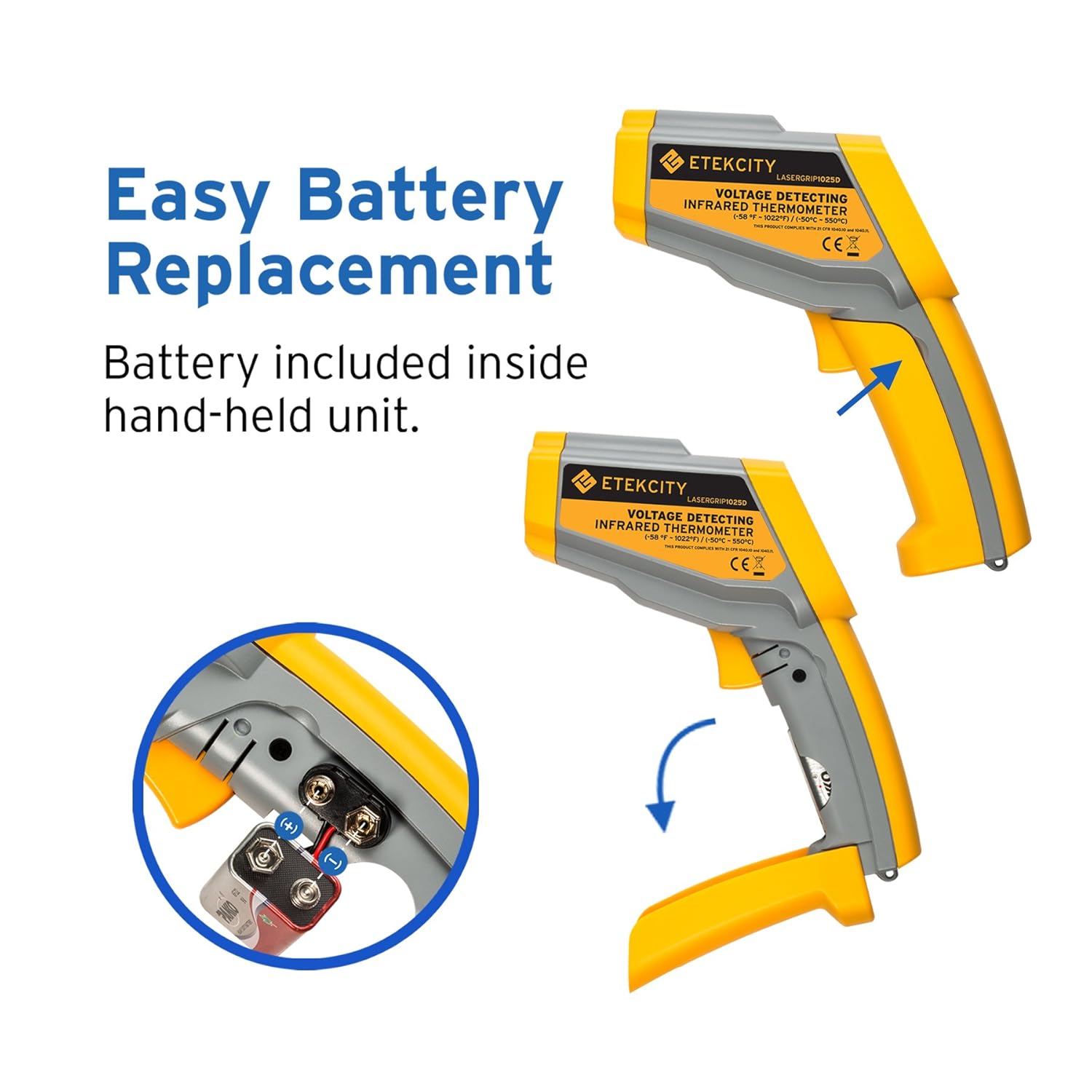 60% Off Discount Etekcity Infrared Thermometer 1025D (Not for Human) Dual Laser Temperature Gun-58℉~1022℉ (-50℃~550℃) with Adjustable Emissivity, Non-Contact Voltage Tester (NCV), Standard Size, Yellow & Gray