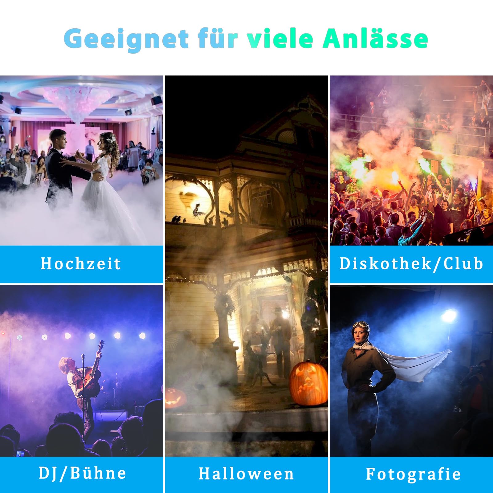 Telbum Nebelmaschine 1500 Watt Fernsteuerung Räuchermaschine 16000 CFM Fog Professionelle Fogger für DJ Bühne Party Hochzeit Events Halloween Weihnachten