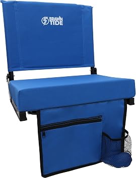 BRAWNTIDE Stadium Seat for Bleachers with Back Support - Wide Padded Bleacher Seat, Portable Folding Stadium Chair with Thick Cushion, Hooks, Shoulder Strap, Storage, Ideal for Games & Sports Parents