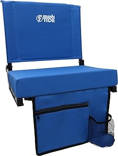 BRAWNTIDE Wide Stadium Seat - Extra Thick Cushion, Great Back Support, Lightweight Chair, Multiple Storage Pockets, Compact, Ideal for Sporting Events