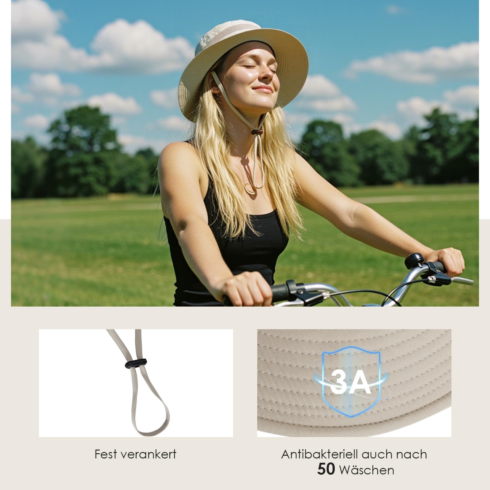 Durio Sombrero de sol para hombre y mujer, para exteriores, verano, senderismo, protección UV, con correa para la barbilla, sombrero de pescador, sombrero de safari, plegable, malla ancha, sombrero de