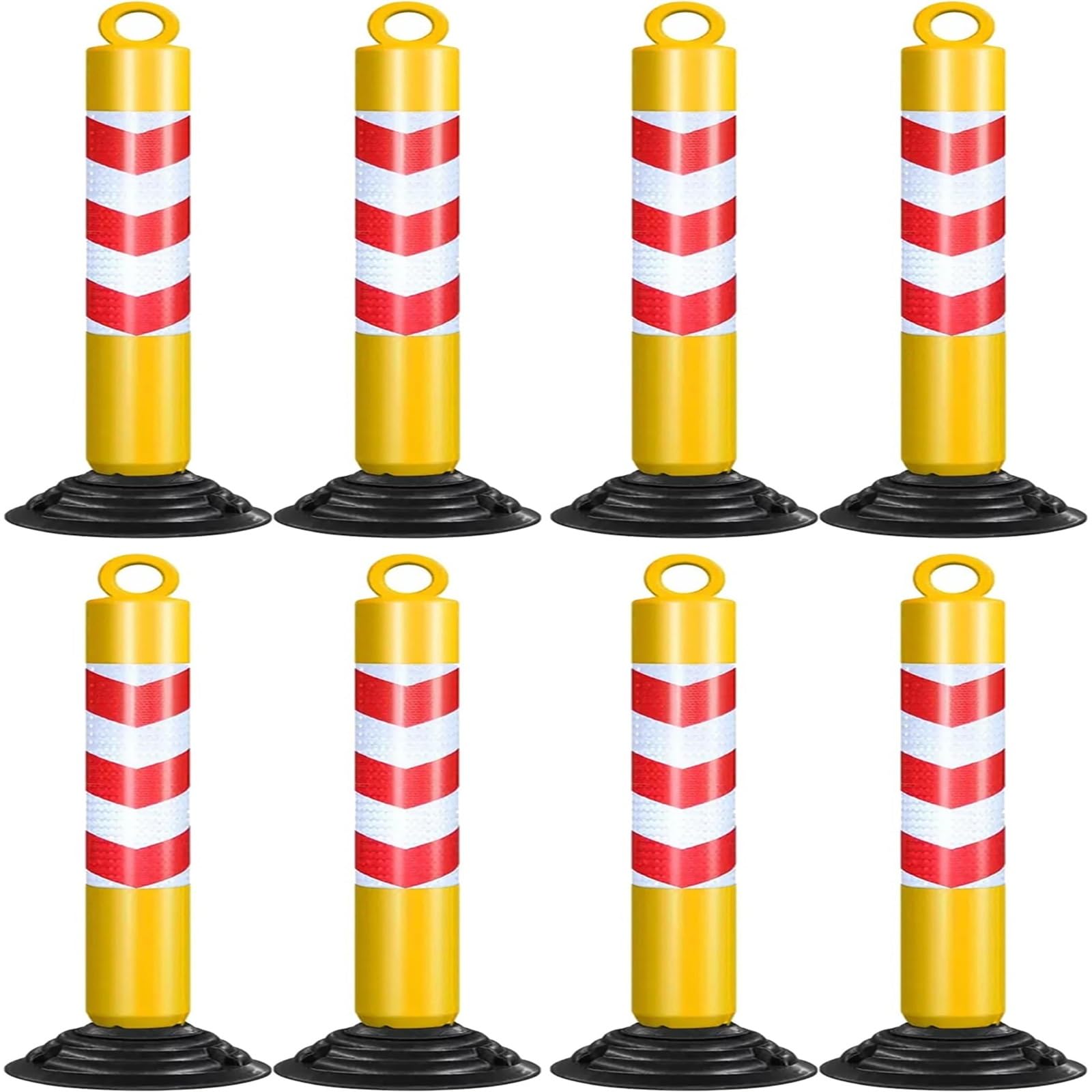 GHHVFEC 8-Pack Traffic Cones Removable Safety Bollards Flexible PU Parking Posts (Yellow + Red) - Traffic Control & Parking Solutions